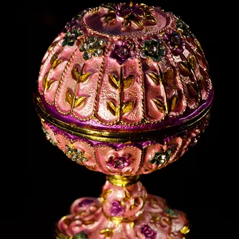QIFU Kovinske Obrti Roza Faberge Slog Jajce za Poročno Dekoracijo