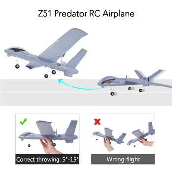 RC Letalo Z51 Predator Radijski Nadzor RC Letalo 2.4 G 2CH 660 mm Peruti els / EPP naredi sam, Padalo RTF Vgrajen Gyro, ki Plujejo pod modela za Otroke