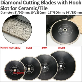 SHDIATOOL 2pcs 200/250mm Vroče stisnjene še Naprej platišča Diamantno Rezanje Žage izvrtino približno 25,4 mm za Keramične Ploščice 8/10palčni Rezanje Disk