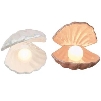 Shell Pearl Night Light Keramika Namizni Okras Postelji Svetilko Doma Dekor Lučka