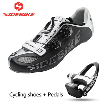 Sidebike ogljikovih cesti kolesarski čevlji moški dirke čevlji sklopov, vključno z pedali cestno kolo samozapiralni izposoja superge dihanje