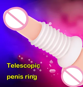Silikonski Teleskopsko Penis Prstan Petelin Rokav Penis Ropstva Zamudo Obroč Petelin Obroči Za Moške Zapozneli Izliv Spolnih Igrač Za Moške