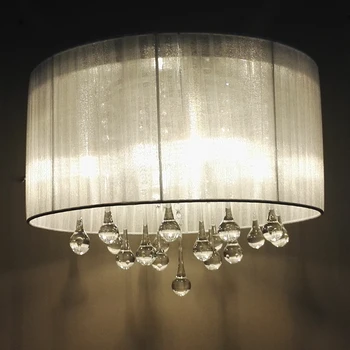 Sodobna kratek moda lestence luç doma deco dnevna soba tkanine lampshape LED žarnica E14 lestenec, lučka