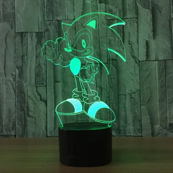 Sonic Dejanje Slika Sonic 3D Nočna Vizualne Iluzije LED 7 barva Spreminja, Svetilka Sonic Model Igrača, Lutka