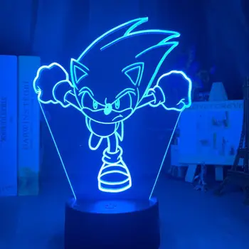 Sonic Hedgehog Dejanje Slika Novost 3D Vizualne Iluzije, Nočna Svetilka Sonic LED RGB Spreminjanje Modela Igrača