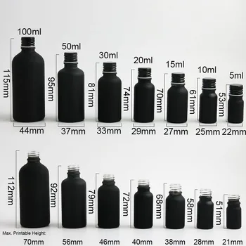 Spodbujanje Mat Črna Eterično Olje, Steklenica iz Aluminija S Pokrovi, Zamaški Reduktorjem 5ML 10 ML 15ML 20ML 30 ML 50 ML 100 ML 12PCS