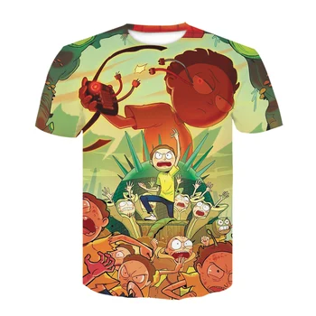 Spomladi In Jeseni Nove T-shirt Anime Rick 3d Tisk T-shirt Harajuku moška T-shirt Risanka Svoboden Kratek Rokav igri Smešno Zgoraj Ulica