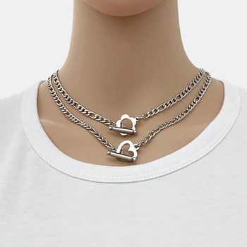 Srce ogrlica za ženske verige chokers na vratu OT sponke za zaklepanje obesek Plum blossom iz nerjavečega jekla ogrlica nakit 2020