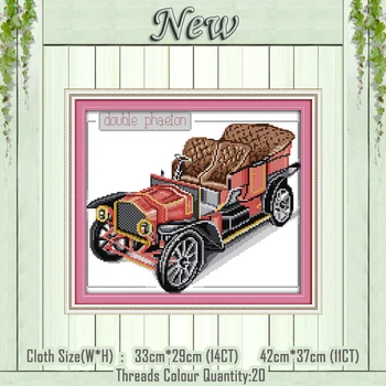 Starinski avto stari slog Classic dekor slikarstvo Šteje natisnjena na platno DMC 14CT 11CT Navzkrižno Šiv Needlework kompleti za Vezenje Set