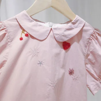 Težka priporočilo pomlad poletje baby dekleta oblačenja Sladko in naftni ročno bleščica vezene obleko otroci lepe obleke