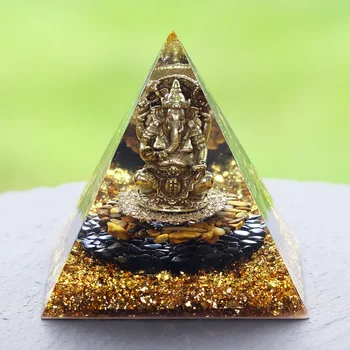Tiger Oči Orgonite Piramida Ganesh Tibera Buddhism Generator Energije Za Zaščito Okraski Prinaša Dobre Sreče
