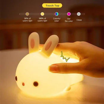 Touch Senzor RGB LED Zajec Noč Svetlobo Daljinskega upravljalnika 16 Barv USB Polnilne Silikonski Zajček Lučka za Otroke, Otroška Igrača Darilo