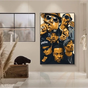 Tupac Musicer Hip Hop Pevka Platno, Slike, Plakate in grafike Wall Art Slik, Dnevna Soba Dekor (Brez Okvirja)
