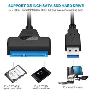USB 3.0, da SATA Kabel Trdega Diska Zunanje Napajanje Kabel za 2.5-palčni HDD SSD Trdi Disk Adapter Kabel Priključite Adapter