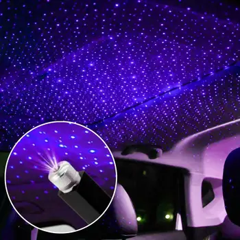 USB Avtomobilski Strešni Vzdušje Star Nebo Lučka Okolja Star Light LED Projektor Vijolična Svetloba Night Nastavljiv Več Svetlobnih Učinkov
