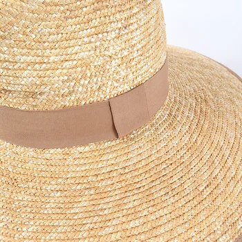USPOP 2020 Nov poletni klobuki ženske široko roba sonca klobuki naravnih pšenične slame klobuki rimmed jazz krono sonce klobuki slame