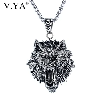 V. YA titana jekla ogrlica volk vodja moške ogrlica black preprost stil obesek za moške klasičen modni nakit