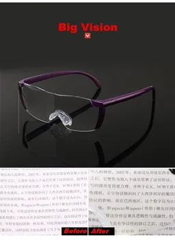 Velika Vizija 250% Obravnavi Očala Moški Ženske brez okvirjev povečevalno 1.6 krat +250 Stopinj Poveča Očala Presbyopic M119