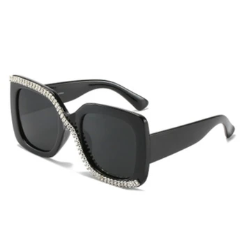 Vintage Luksuzni Kvadratnih Sončna Očala Ženske Blagovne Znamke Oblikovalec Rhinstone Sončna Očala Za Ženske Diamond Doube Barvo Očal Oculos Desol