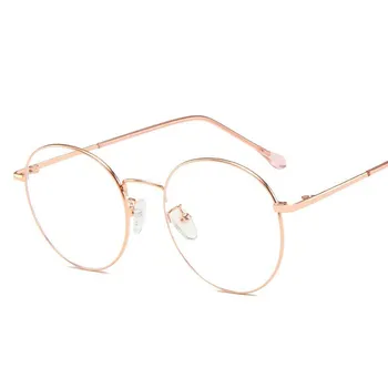 Vintage Očal Okvir Anti-modra Svetloba Očala Ženske Okrogle Kovinske Eye Glasses Moda Skozi Velika Očala Moških Kratkovidnost 2020