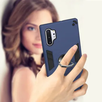 Vojaške Anti-padec Ohišje Za Samsung Galaxy Note 10 Pro Plus Opomba 10 Primeru Moda Magnetni Obroč Mehki Silikonski + Trdi PC Pokrov