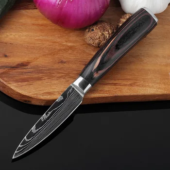 XITUO Kuhinjski Nož Set Oster 7CR17 Sainless Jekla Damask Laser Vzorec Mesa Cleaver Santoku Odrezanje Nož Paka Leseni Ročaj