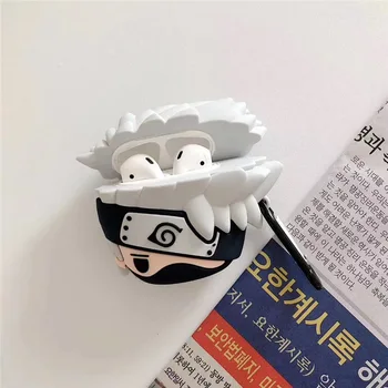 Za Apple AirPods 3D Silikona, Risanka Japonske Anime Naruto 3D Kakashi Bluetooth Brezžične Slušalke Primeru za AirPods 1 2 pokrovček Funda