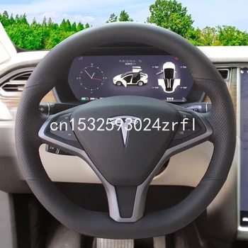 Za Tesla Model 3 Model S Model X DIY Črni Usnjeni Avto Volan Zajema