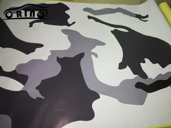 Črno Bel Prikrivanje Vinil Film DIY Styling PVC Camo Vinil Car Wrap Air Bubble Free ORINO Vozila, Čoln Zavijanje