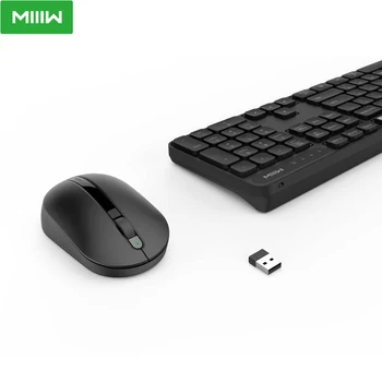 Črno / Bela MIIIW Wireless Keyboard & Mouse Nastavite Samo Eno USB nadzor 104 Tipke 2,4 GHz Multi Sistem Združljivo Brezžično Tipkovnico, ki