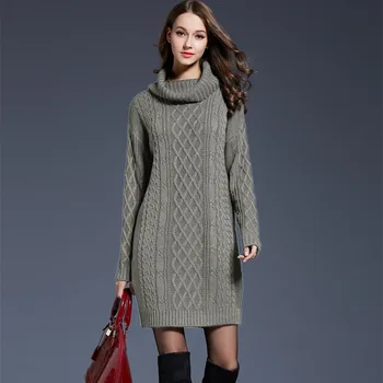 Ženske turtleneck pulover obleko jesen / zima 2020 nove dolgo moda barva pulover ženske Puloverju prevelik pulover