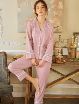 【Brezplačna Dostava】BOMBAŽ Pižame Letnik Sleepwear Novo Obleko More Pižamo Tenue 4 Velikost(S~XL) CP213S