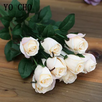12Head/Majhen Šopek Vrtnic Umetno Cvetje Svile Rose Šopek Cvetja, Poročne Matične Desk Ormament Dekor Ponaredek Rose Cvetje Kup