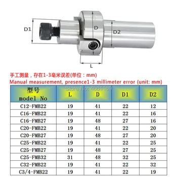 1pcs C12 C16 C20 C25 C32 C3 / 4 FMB22 FMB27 FMB32 orodje imetnik, ki se uporablja za CNC rezkalni stroj deli za predelavo rezkanje