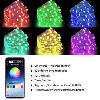 20-200 Led Pravljice Luči Smart Bluetooth Niz LED Lučke za Božična Drevesa Okraski Luči App Remote Control Počitnice Razsvetljavo