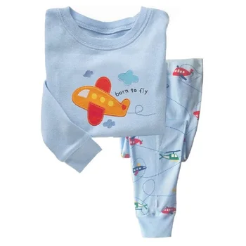 2018 Najnovejši Otroška Oblačila Obleke Pižamo Za Fante Letalo Moda Otroci Nightgown Sleepwear Kompleti Oblačil Bombaž 2 3 4 5 6 7Year