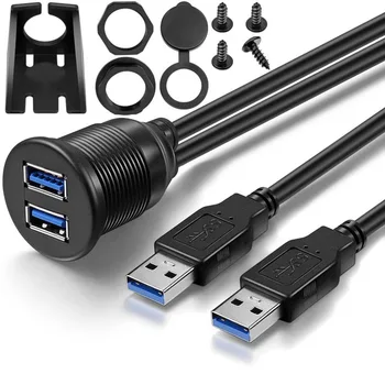 2018 USB 2.0 Port, Moški-Ženski Kabel Podaljšek Nepremočljiva Podometno Montažo Dvojno USB Dock Adapter nadzorni Plošči Ponev za Avto, motorno kolo