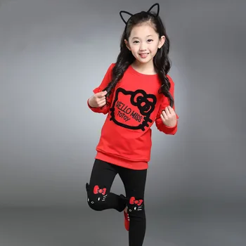 2019 Novo pomlad Dekleta obleke, Kompleti Risanka korejski Lepe Vezenine Otroci Trenirko otroci, oblačila, obleko baby majica+hlače 2pcs