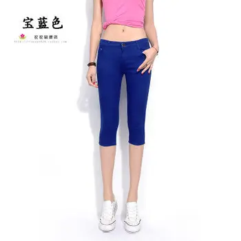 2019 Poletje Ženske Modni Candy Barve Skinny Jeans Priložnostne Ženski Odsek Sredi Elastična Tele-Dolžina Hlače Velikosti Plus hlače Hlače