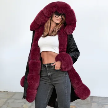 2019 Zimske Ženske Jakna X-dolgo Hooded Bombaž Podloženi Ženski Plašč Visoke Kakovosti Toplo Outwear Ženska Parka Manteau Femme Hiver