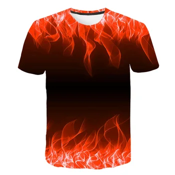 2020 Eksplozije 3D Tiskanje Osebno Modri Plamen Mladih T-Shirt Poletje Obleko Fant Moda 3D Vzorec Priložnostne Kratka Sleeved Vrh