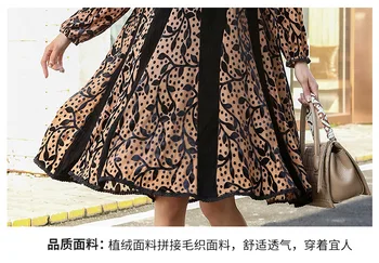 2020 Jeseni ohlapno Pleteno obleko Cvetlični Šifon mozaik V vratu Dolge rokave midi obleko lepo udobno ženski vestidos 4X