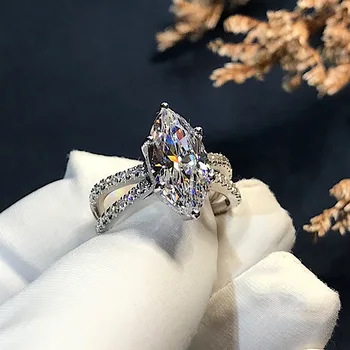 2020 novo klasično belo zlato, vdelan diamant dragih kamnov 18k šest-nevihte moda za ženske višji luksuzni čar stranka zaročni prstan