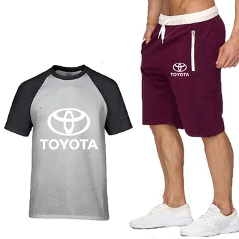 2020 Poletne Moške Kratke rokav Toyota Avto Logotip tiskanja Priložnostne Modni T-Shirt visoko kakovostnega Bombaža moška T-shirt majica+hlače obleko 2pc