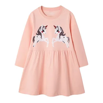 2020 Samorog Obleko Dekleta Obleke Sodijo Oblačila Vestidos Vezenje Sukienki Vestido Unicornio Otroci Oblačila Princesa Haljo Fille