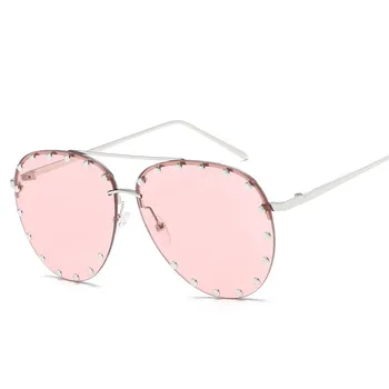 2020 Ženske Rimless sončna Očala Luksuzne blagovne Znamke Oblikovalec Kovinski Okvir Gradient Velike Barvne sončna Očala Senca Za Ženske UV400
