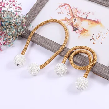 2PC Ustvarjalne pearl magnetni par zavese sponke sponka za obešanje zaves z žogo sponke pohištvo oprema doma dekoracijo