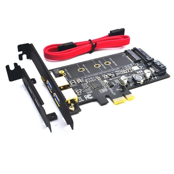 2x USB 3.0 & Tip-c, M. 2 PCIe Adapter M2 SSD SATA B Ključno, da PCI-e 3.0 Krmilnik Pretvornik Riser Card za 2280 2260 2242 2230 NGFF