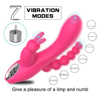3 in1 Rabbit Vibrator Sex igrače Za Ženske, G-spot Vagine, Klitoris Stimulator Analni Dildo, Vibrator Ženski Odrasle Izdelek za Pare