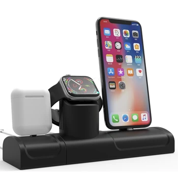 3 v 1 Polnjenje Dock Nosilec Za Iphone Xr/Xs/8/7/6/5/SE Silikona polnjenje Magnetno stojalo Dock Postajo Za Apple watch Airpods